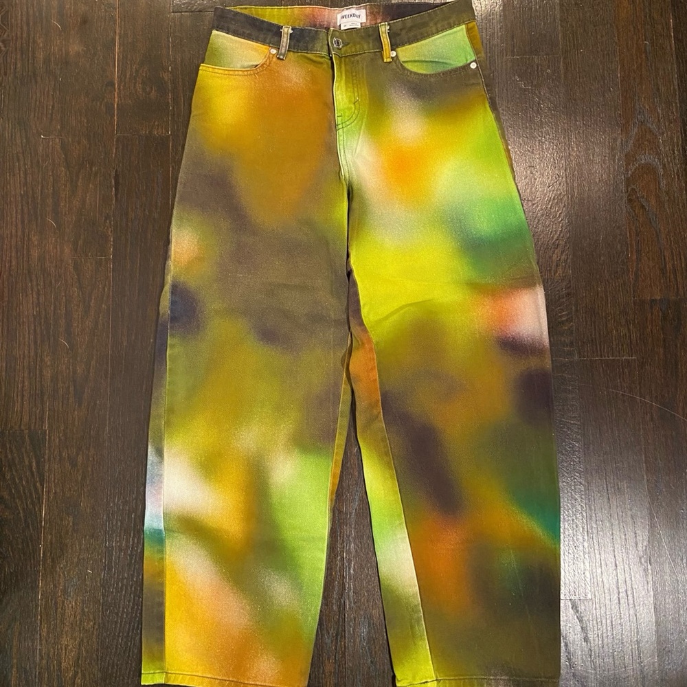Weekday Mid-Rise Wide Leg Multicolor Workwear Trousers